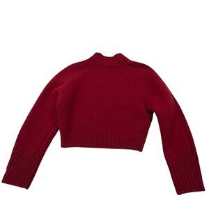 Massimo Dutti Cashmere Wool Cropped Mock Neck Sweater, Red, XS